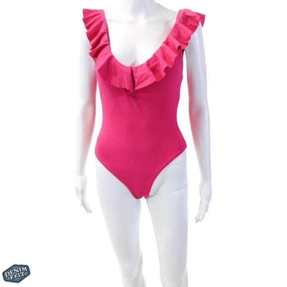 Eberjey Loreta One-Piece Textured Ruffled Swimsuit – Beetroot Pink ~ NEW/NWT!! - Picture 7 of 15